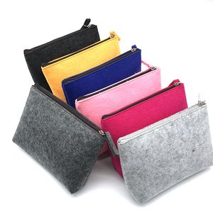 DHL100pcs Stuff Sacks Women Felt Plain Large Capacity Square Solid Notebook Storage Bag Mix Color