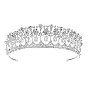 Opaski SSnuoy Pearl Wedding Tiara for Women Sier Rhinestone Crown Bridal Princess Hair Akcesoria Upuść 2022 YYDHHOME AM5ZC