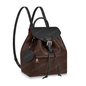 2022 Sırt çantası mini backpackd kadın çanta shouler çanta çapraz gövde çantası pochette kahverengi deri kabartmalı siyah 45515 27.5x33x14cm