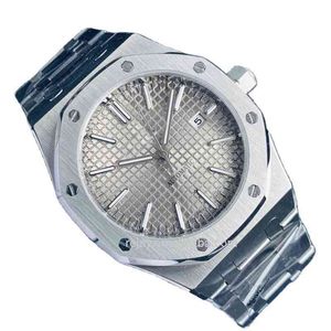 Luxur Oak Watch for Men Automatisk mekanisk rörelse grå Dial Series Mens Waterproof 15400 Rostfritt stål ES