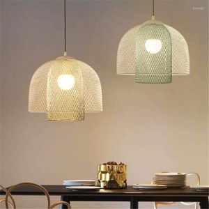 Anhänger Lampen Nordic Moderne Lichter Eisen Gitter LED Hängen Lampe Für Loft Cafe Restaurant Küche Schlafzimmer Leuchten Deco Beleuchtung