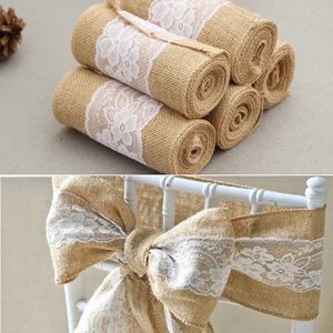 50PCS 94" Hessian Jute Burlap Chair Sash Vintage Rustic Wedding Theme Decor Jute Chair Tie Bow Engagement Anniversary Party Supplies P0905