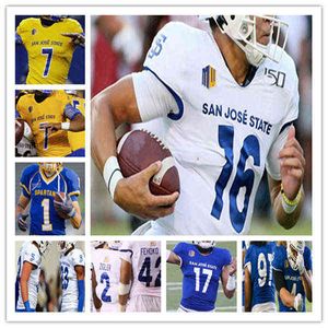 American College Football Wear Custom San Jose State Spartans SJSU College Jersey Football Nick Starkel Nick Nash Derrick Deese Jr. Tre Jenk