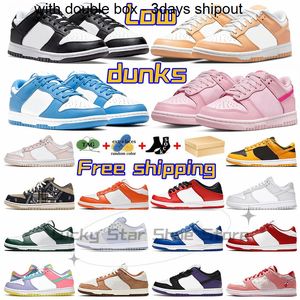 Gratis dubbla l￥da 3Days Shipout Shoes With Box Casual Shoes Dunks SB Triple Pink Panda Designer Men Women Low Sneakers White Black UNC Green S