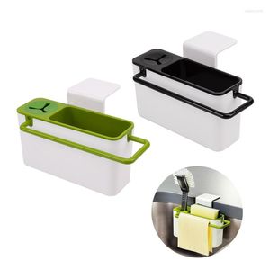 Hooks Self Draining Sink Aid Organizer Brush Svamp Rengöring Tyghållare Kök förvaringsställ Black Green