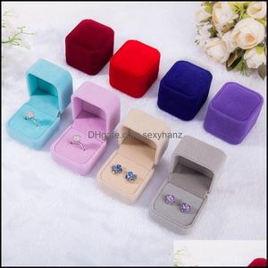 Jewelry Boxes Fashion Veet Jewelry Boxes Cases For Only Rings Earrings 12 Color Gift Packaging Display Size 5Cmx4.5Cmx4Cm Drop Deli Dhzp4