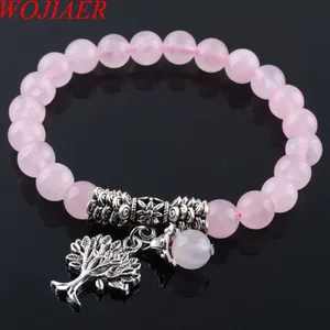 2022 Nyaste Tree of Life Charm Strands Armband Boho Natural Stone P￤rled Armband Elastic Rope Women Jewelry BK324