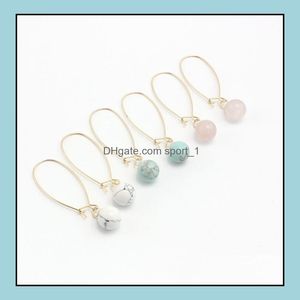 Charm Gold Color Rose Quartz White Green Turquoise Druzy Earrings Natural Stone Charms Dangle Jewelry For Women Drop Delivery 2021 Dhs Dhxja