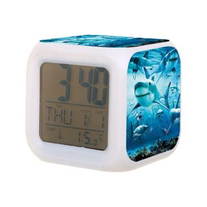 Zegary stolika biurka Kids Alarm Shark Digital z termometrową funkcją 7 kloc nocne światło dla chłopców dziewczęta kobiety Drop d Mxhome AMW2E