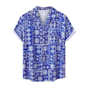 Mäns avslappnade skjortor herrskjorta mode lös bekväm tryckt sommar kort ärm hawaiian camisa viscosa hombre 2022