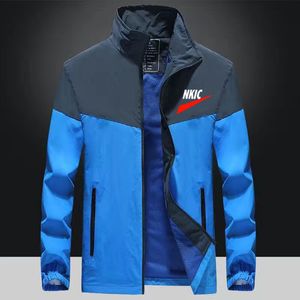 Blaue Bomberjacken großhandel-2022 Frühling Herbst Brand Herren Blue Jackets Patchwork Mode Mänt