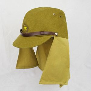 Berets Repro WWII Exército Japonês IJA Soldado Campo Chapéu de Lã com Havelock Neck Flap L