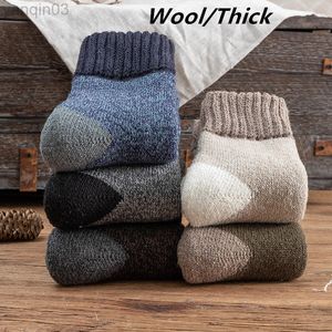 Athletic Socks 5 Couples/Party Winter Men Thick Terry Warm Super Retro Style Tube Snow Wool Tigh Quality L220905