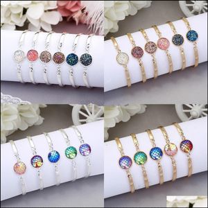 Charm Bracelets Drusy Druzy Bracelet Sier Gold Plated Resin Fish Scale Geometry Lava Stone Bracelets For Women Lady Jewe Dhseller2010 Dhfxp