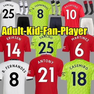 22 Manchester UTD Soccer Jersey Antony Man Utd Ronaldo Sancho F De Jong Player versie Bruno Fernandes Shew Rashford Greenwood Football Shirts Men Kids