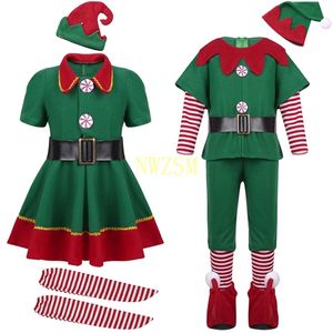 Özel Durumlar Yeşil Elf Kızlar Noel Kostüm Festivali Noel Baba Madde Yılı Şillen Giyim Fantezi Elbise Noel Partisi Elbise 220905