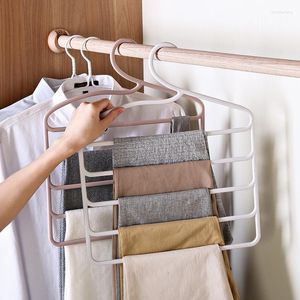 Ganci 5 strati Appendiabiti Rack di stoccaggio Pantaloni multifunzionali Porta grucce Pantaloni Vestiti Risparmia spazio Guardaroba Armadio Organizzatore