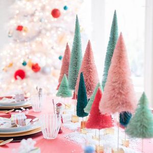 Decorações de Natal Fake Pine Tree Mini Artificial Sisal Miniature Party PO Prop para Ornament
