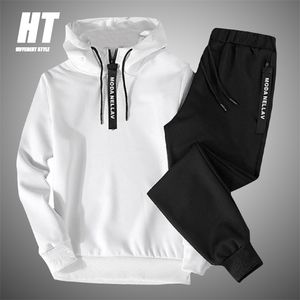 Mens Tracksuits Solid Color Mens Sportswear Sets Patchwork Zipper Tracksuit Men Spring Spring Withed Witshirt Hoodies 2Pcpants Suit 220905
