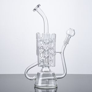 Narghilè trasparenti In stock 14mm Giunto maschio Inline Perc Swiss Percolator Recycler Dab Oil Rigs Accessori per fumatori Bong in vetro per acqua con chiodo Dime