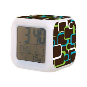 Desk Table Clocks Kids Alarm Clock Brown Green Blue White Retro Digital With Thermometer Function 7Color Night Light Fo Carshop2006 Ame2J