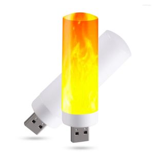 Gece ışıkları usb fiş alev lambası bilgisayar mobil güç şarj mini led ışık taşınabilir kamp aydınlatma çakmak etkisi