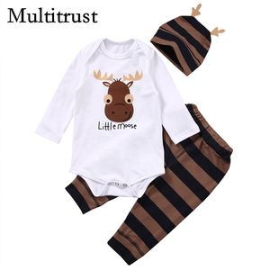 Roupas conjuntos de roupas de Natal Citgeett Baby Boysxas Little Moose Roubo Roupes Manums de mangas de mangas de mangas de mangas compridas Roupas de chap￩u 220905