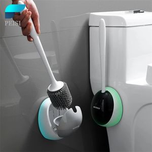 Toilet Brushes Holders PEISI TPR Silicone Brush No Dead Corners Toilet Brush Holders Cleaning Tools Toilet Wall-Mounted Household Accessories Set 220902