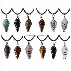 Colares de pingentes de cura para cura de colar de pingente de cristal, cone de pedras preciosas, co -pendente de pedras de pedras de pedras de pedras de garanhão Real Reiki Quartz S DHSeller2010 DHMEY