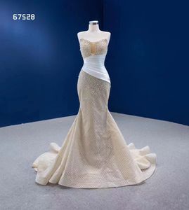 Abiti da sposa senza maniche di lusso con abito da sera a sirena color champagne SM67528