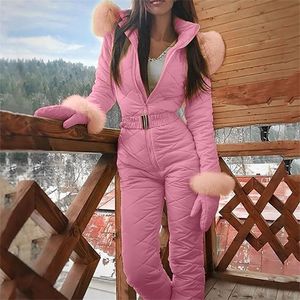 Kvinnor Jumpsuits Rompers Hooded Jumpsuits Parka Bomull vadderade varma skärmar skiddräkt rakt blixtlås avslappnade träningsdräkter vinter 220902