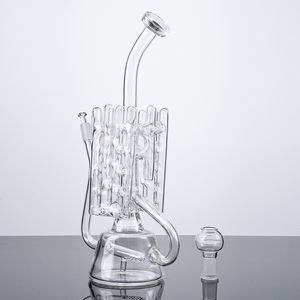 Stok 10 inç açık geri dönüştürücü benzersiz nargile su bongs boru İsviçre içi perc yağı dab teçhizat cam bong sigara aksesuarları 14mm erkek eklem cam tırnaklar dime wp142