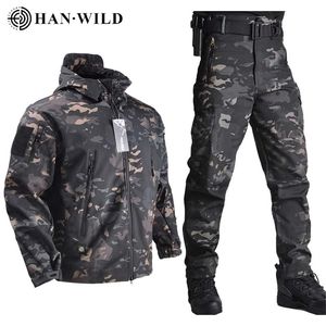 Herren Jacken HAN WILD Armee Jacken Hosen Soft Shell Kleidung Taktische Anzüge Wasserdichte Jacke Männer Flug Pilot Set Militärische Feld kleidung 220905