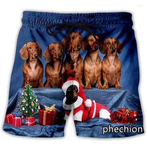 Männer Shorts Phechion Männer/Frauen Weihnachten Dackel 3D Gedruckt Casual Mode Streetwear Männer Lose Sporting A269