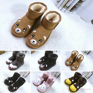 Kids Snow Boots Designer Snowshoes Sneakers Black Chestnut Purple Pink Navy Grey Classic Cartoon Animal Boot Boys Girls Winter Shoes 24-35 Christmas Gift