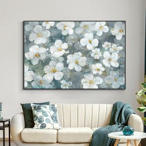 Leinwand Malerei Abstrakte Weiße Blumen Öl Moderne Nordic Pflanze Poster Und Drucke Wand Kunst Bild Für Wohnzimmer Wohnkultur
