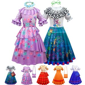 Vestidos femininos encanto vestido madrigal garotas mirabel cosplay figus para carnaval halloween crianças vestidos princesas crianças iSabel vestido 220905