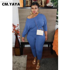 Женские турнирные костюмы CM. Yaya Plus Size XL-5XL Women Set Set Tie Set Set Cresuit Batwing рукав Tee Toy