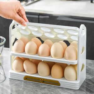 Çarpışma Aksesuarları toptan satış-Depolama Şişeleri Çarpışma Karşıtı Ev Aksesuarları Flip Type Katman Dikey Buzdolabı Yumurta Tepsisi Mutfak