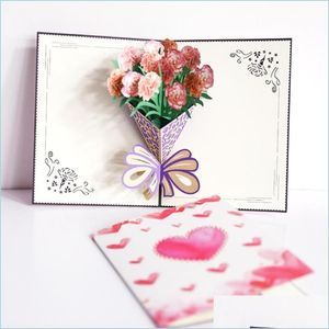 Greeting Cards Greeting Cards Card Handmade 3D Bouquet Flower Blessing Decoration Birthday Msee Pics Day Gift Drop Delivery 2021 Home Dhaax