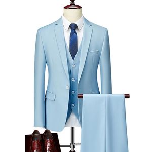 Männer Slim Blau Schwarz Hochzeit Smoking 2022 Business Casual Anzüge Kleid Dreiteiliges Set Jacke Hose Weste Hochzeit Bräutigam Blazer Mantel Hose Weste Weiße Blazer