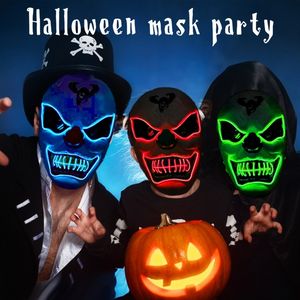 Nuove maschere per feste da clown Maschera LED incandescente Maschera horror di Halloween Festa Carnevale Neon Masquerade Club Puntelli 905