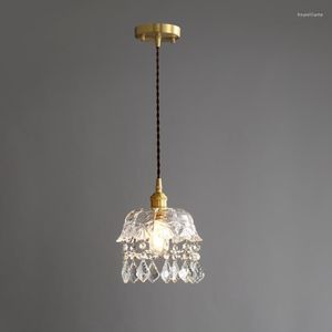 Lâmpadas pendentes Creative Nordic Brass Porch Hallway Light Light Chandelier Bedroom Bedroel Beds Dining Room Lamp personalizado Crystal lam