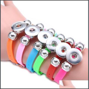 Charm Armband Noosa Snap Armband smycken Candy Color Plastic Sile Strand Charm Arvband Fit DIY 18mm Snaps Drop Delivery 2021 Brac DHTPF