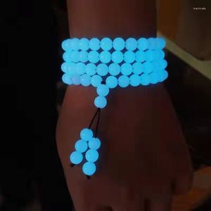 Strang Blau leuchtende Perlen für Yoga Schmuckherstellung Glow In The Dark Stein Perlen Armband Halskette DIY Frau Männer