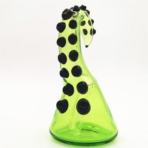 Green Octopus Water Bong Glass Pipe Hookah Pipes 10MM Dewar Female Joint Percolater For Smoking CCG Bubbler Handmade Craftbong