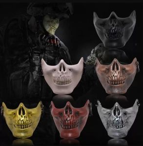 Skeleton Party Mask Half Face Facture Combat Warrior Face Masks Halloween Party Scary Mask Fast Delivery DD