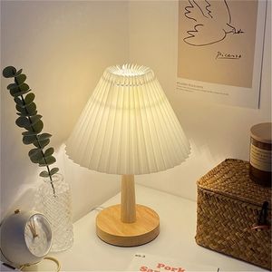 Objetos decorativos Figuras USB Lâmpada plissada vintage Dimmable Tabela coreana Luz com contas LED Branco amarelo quente para quarto Decoração de iluminação para casa 220902