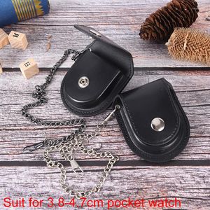 Pocket Watches Vintage Classic Pu Leather Pocket Watch Box Holder Storage Case Coin Pouch with Chain