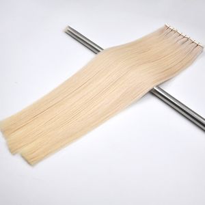 Fita loira reta de alta qualidade em extensões de cabelo humano 1424 polegadas trama de pele sem costura fita natural não remy em pacote 50g20pcs